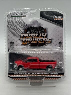 Greenlight Dually Drivers 2021 Ram 3500 Limited Longhorn Flame Red NEW